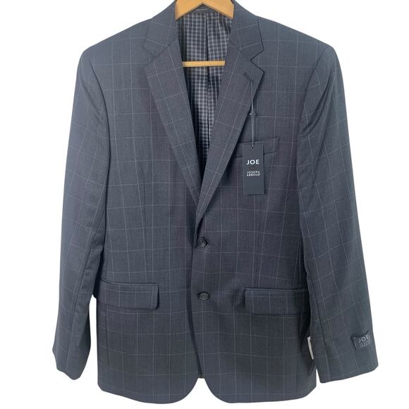 NEW JOE Joseph Abboud Size 38R Men's Windowpane Blazer Jacket Charcoal Gray - Picture 1 of 13